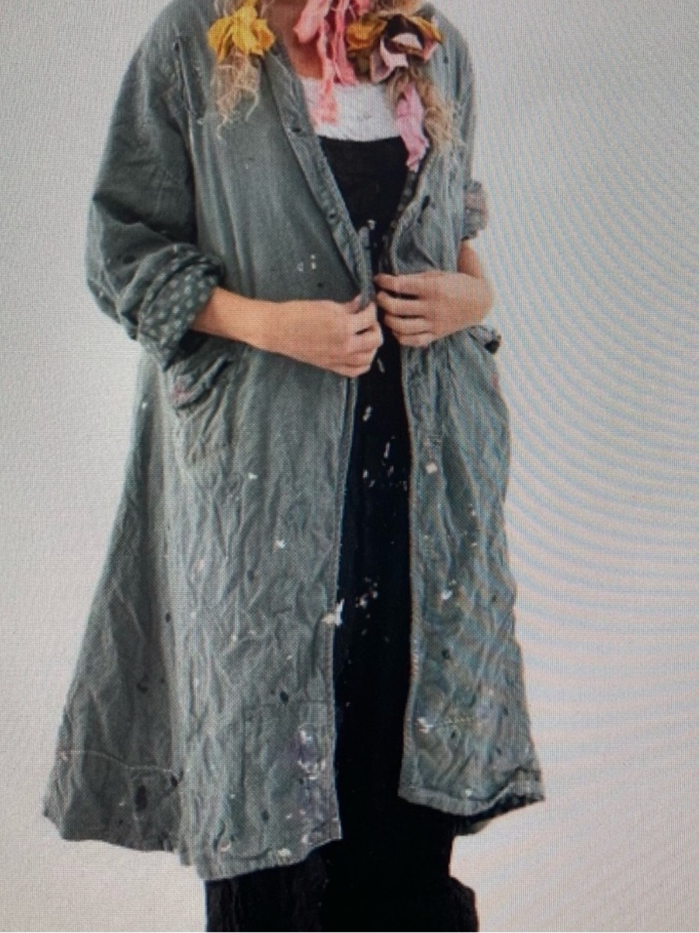 Magnolia Pearl Leno Jacket with paint splatter